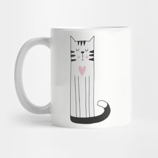 Cute Cat Scandinavian - National Cat Day Mug